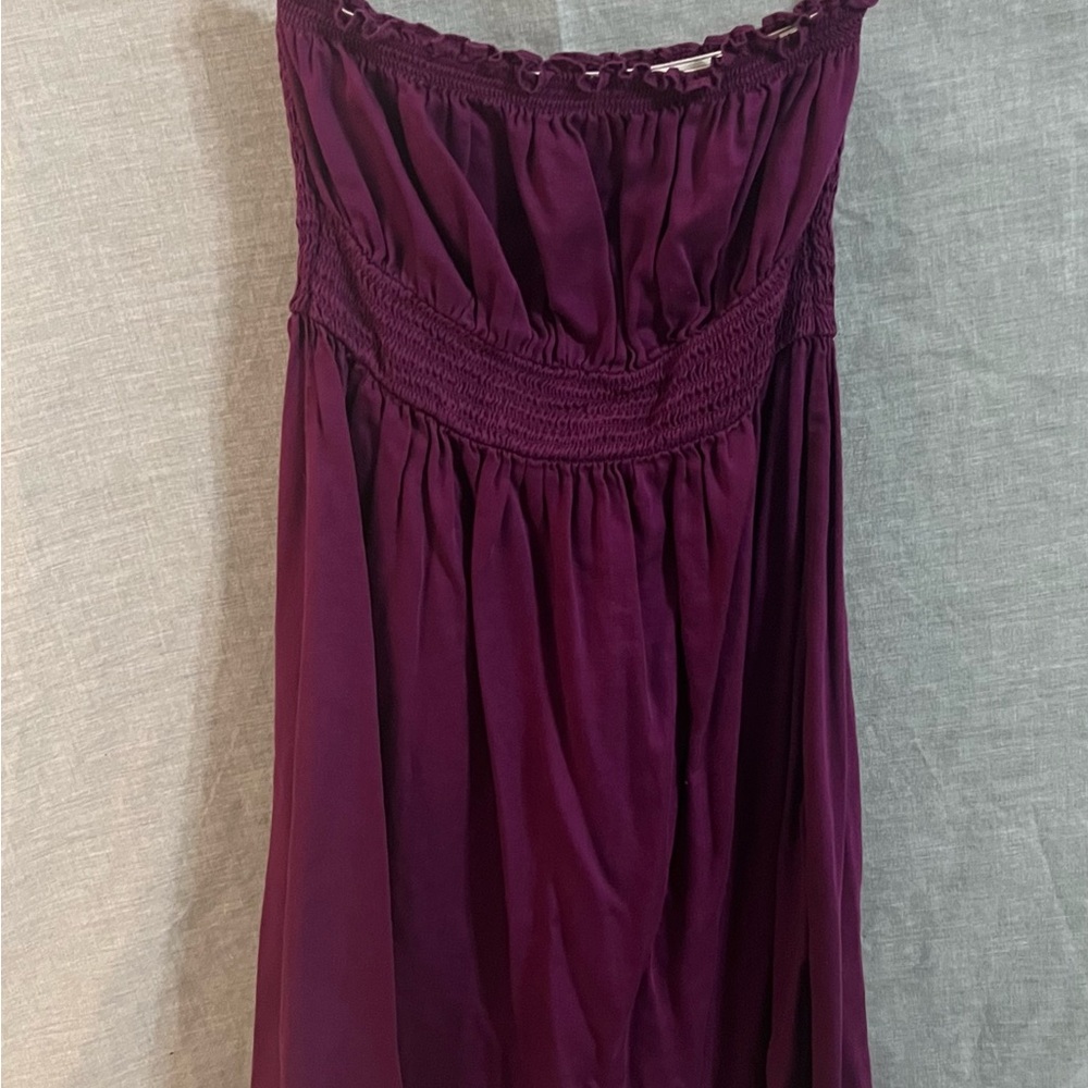 Free People Ruched Strapless Babydoll Dress Purple